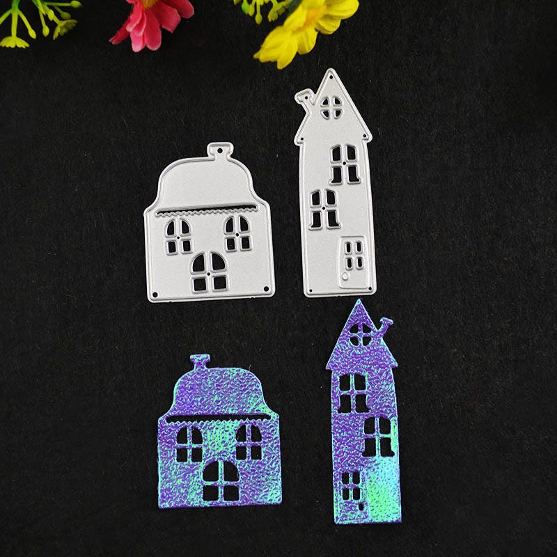 House Metal Cutting Dies, Scrapbooking Stencils (2pcs)