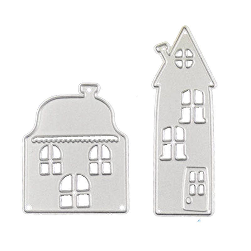 House Metal Cutting Dies, Scrapbooking Stencils (2pcs)