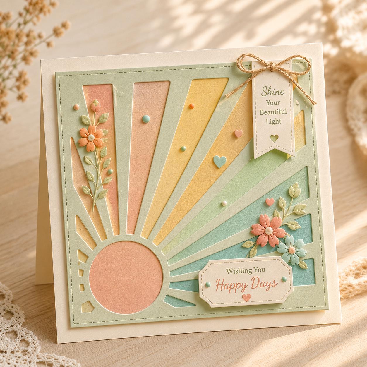 Sunrise Square Metal Cutting Die, Square Stencil for Scrapbook Cards