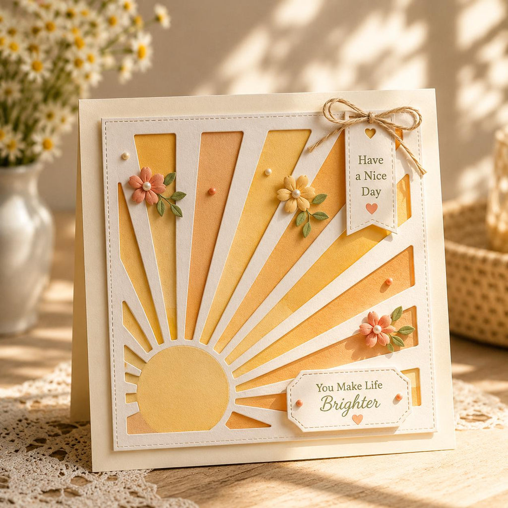 Sunrise Square Metal Cutting Die, Square Stencil for Scrapbook Cards