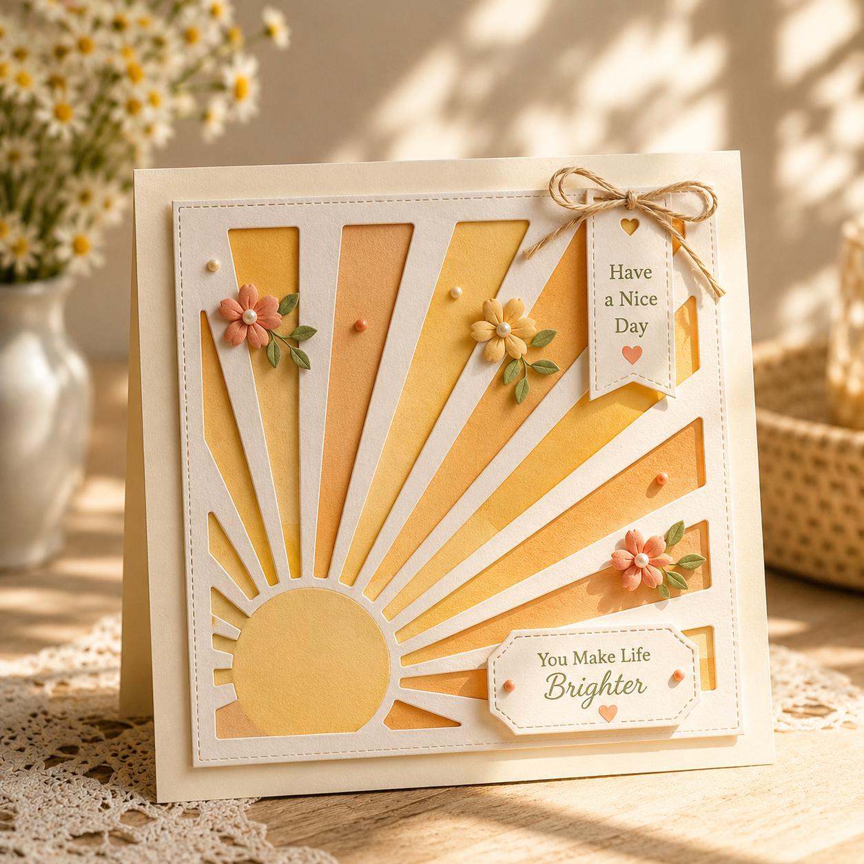 Sunrise Square Metal Cutting Die, Square Stencil for Scrapbook Cards