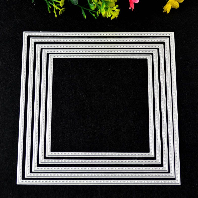 5 Square Frame Metal Cutting Dies, 15cm Layered Border Set