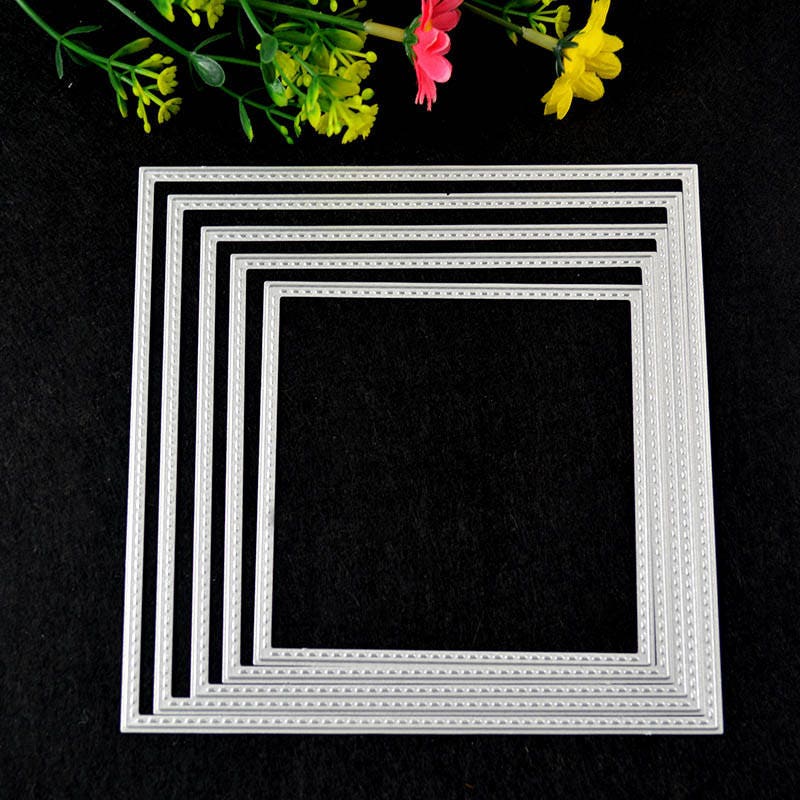 5 Square Frame Metal Cutting Dies, 15cm Layered Border Set