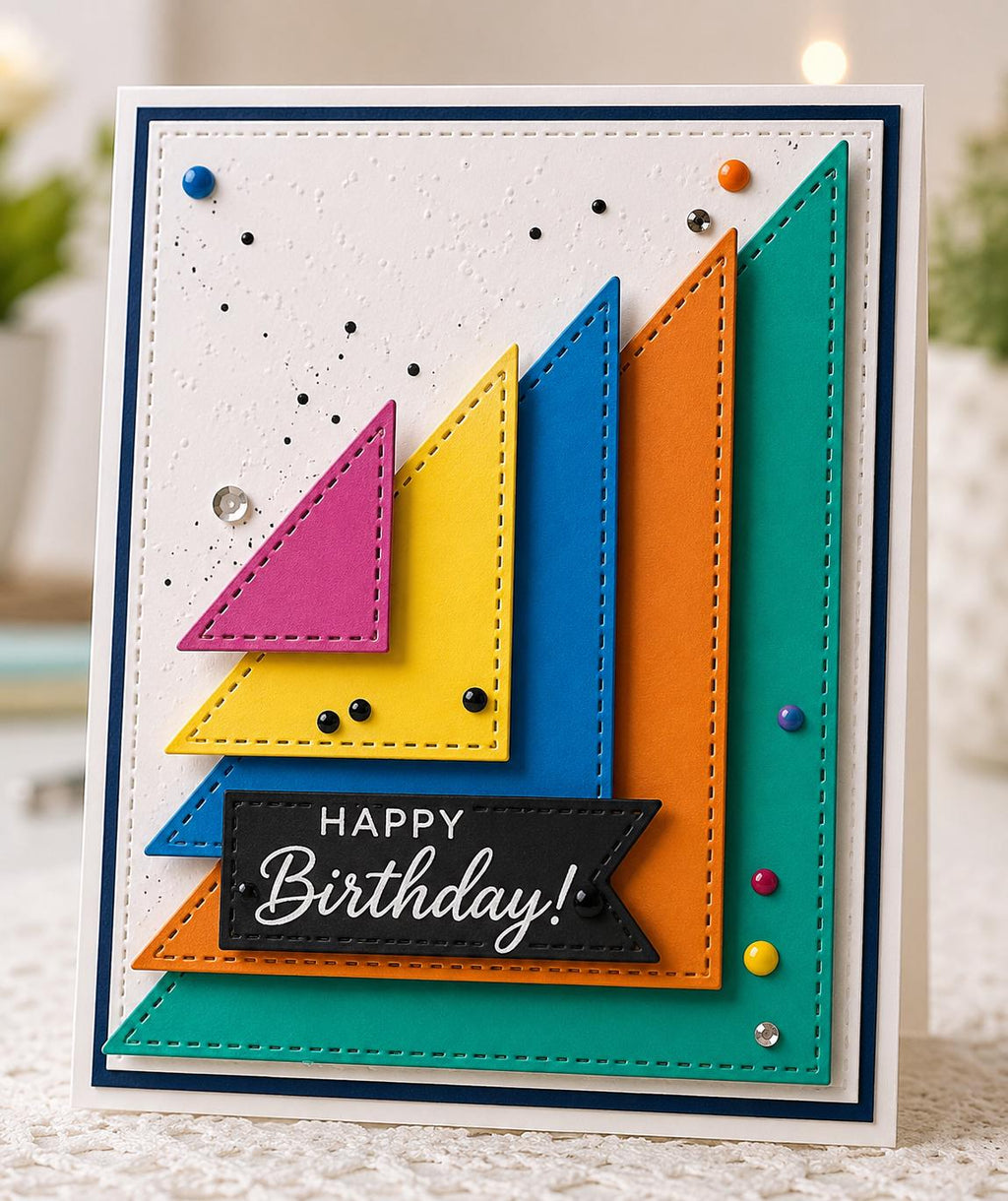 5 Triangle Frame Metal Cutting Dies for Geometric Cards