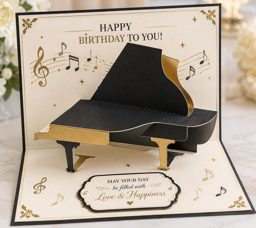 Piano Pop Up Metal Cutting Die, Music Card Stencil for Scrapbook