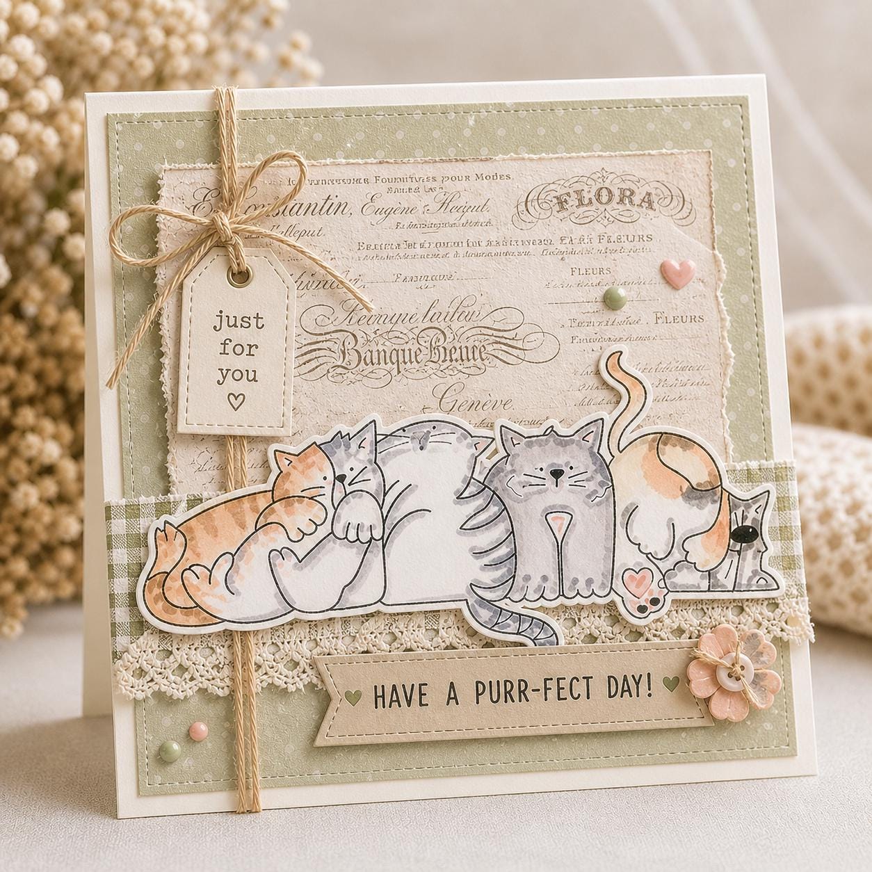 Cat Clear Stamp Set, Scrapbooking Card Making, Silicone Craft Stamps (14x14cm)