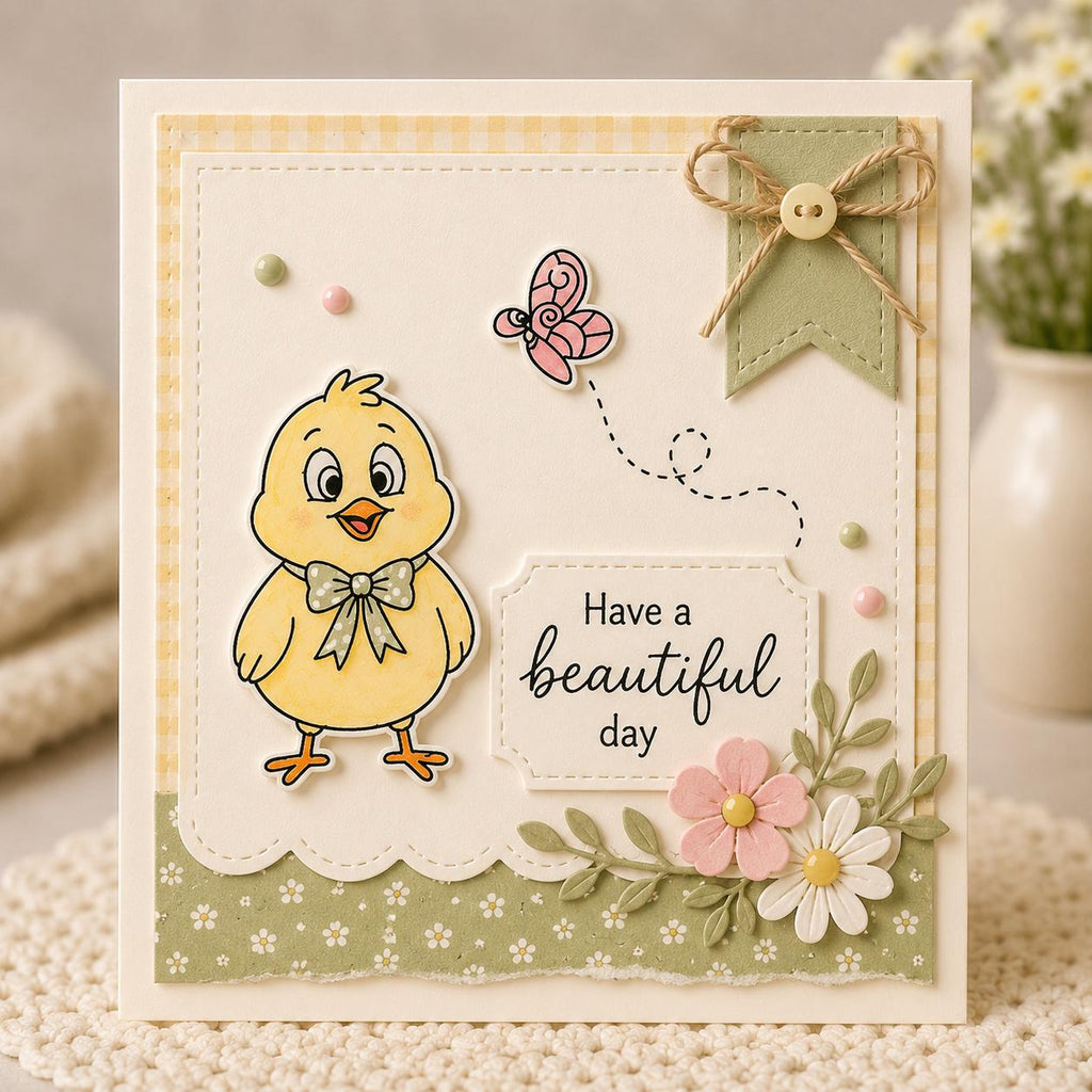 Chicken Clear Stamp and Cutting Die Set for Cards