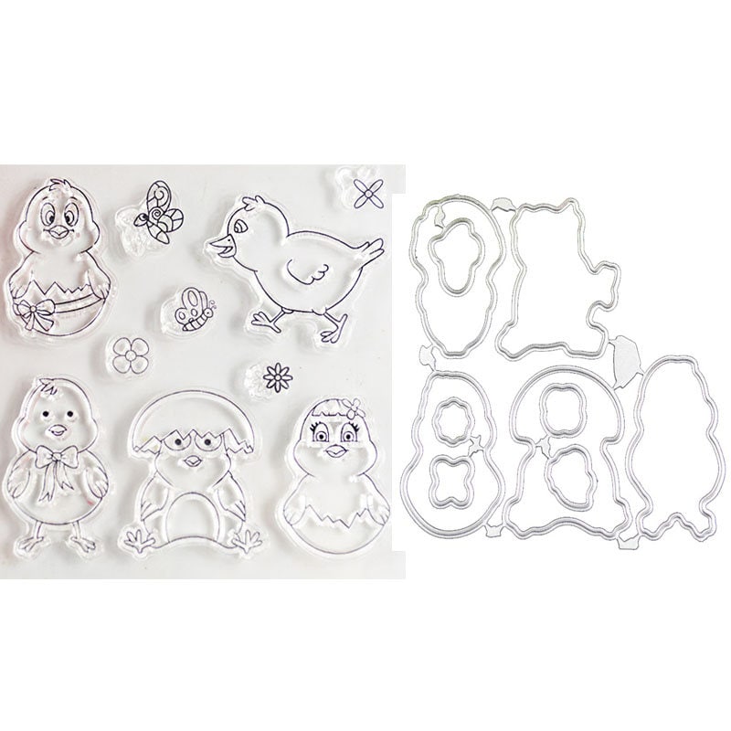 Chicken Clear Stamp and Cutting Die Set for Cards
