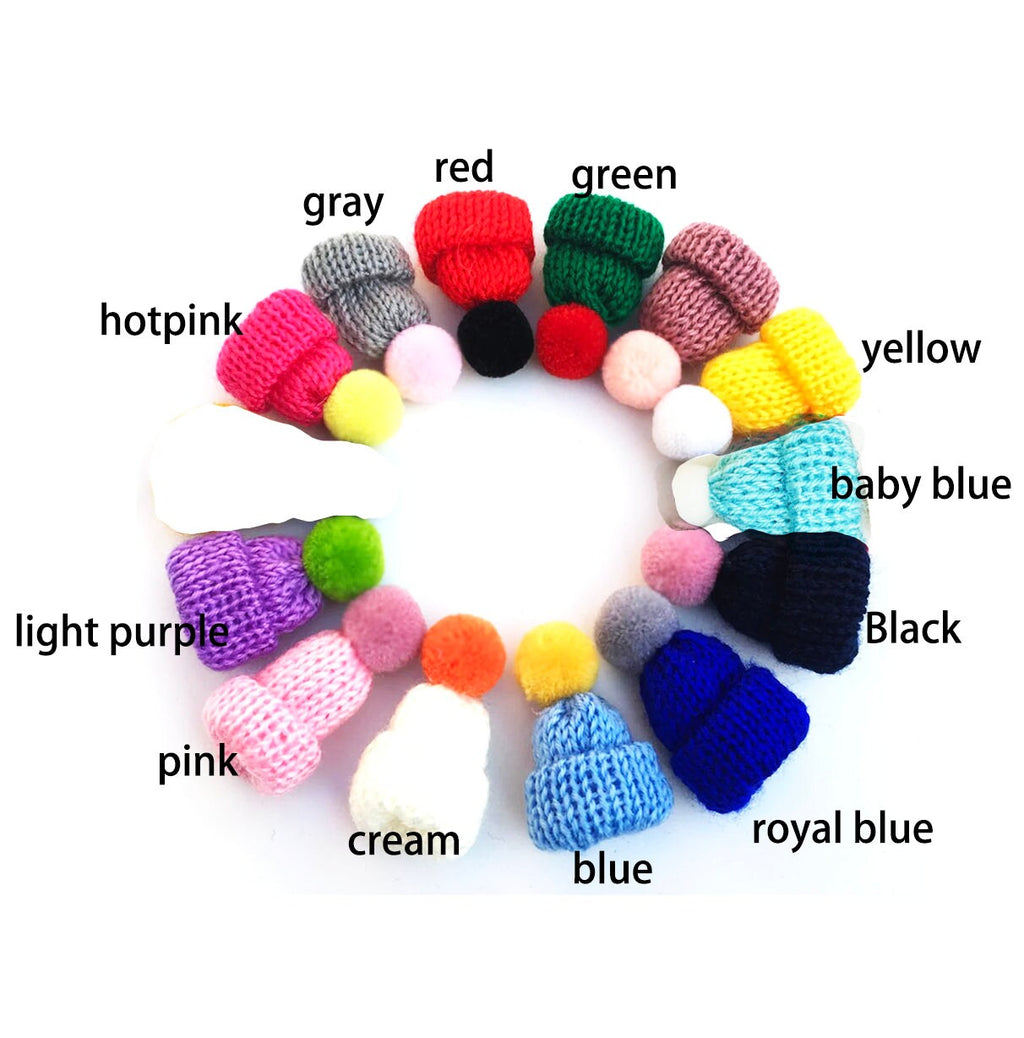 Miniature Woolen Yarn Hats, DIY Craft Supplies, Dollhouse Decor, Tiny Doll Hat Set