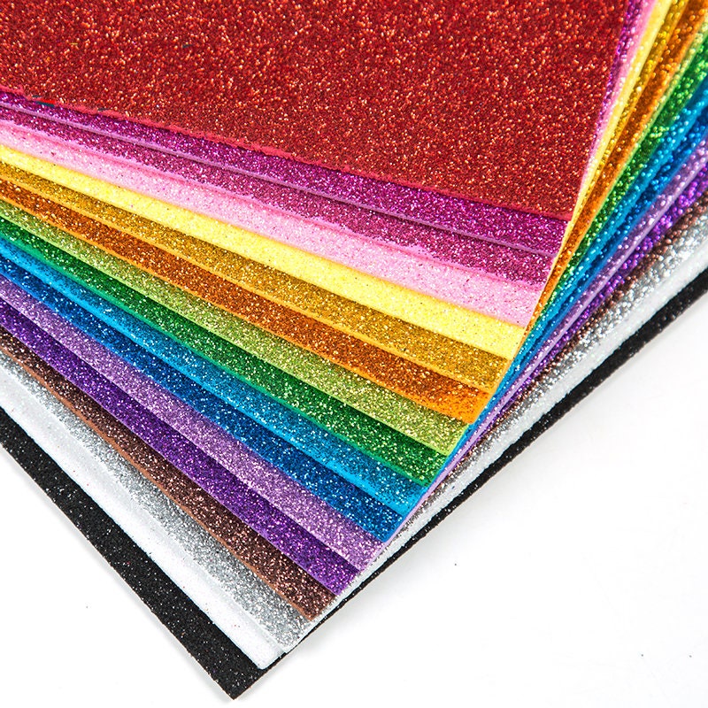 Glitter Foam Paper Sheets, Sparkly Craft Supplies for DIY Projects, 10 Sheets
