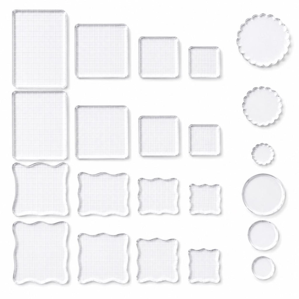 Clear Acrylic Stamping Blocks Set, Grid Blocks for Scrapbook Stamps