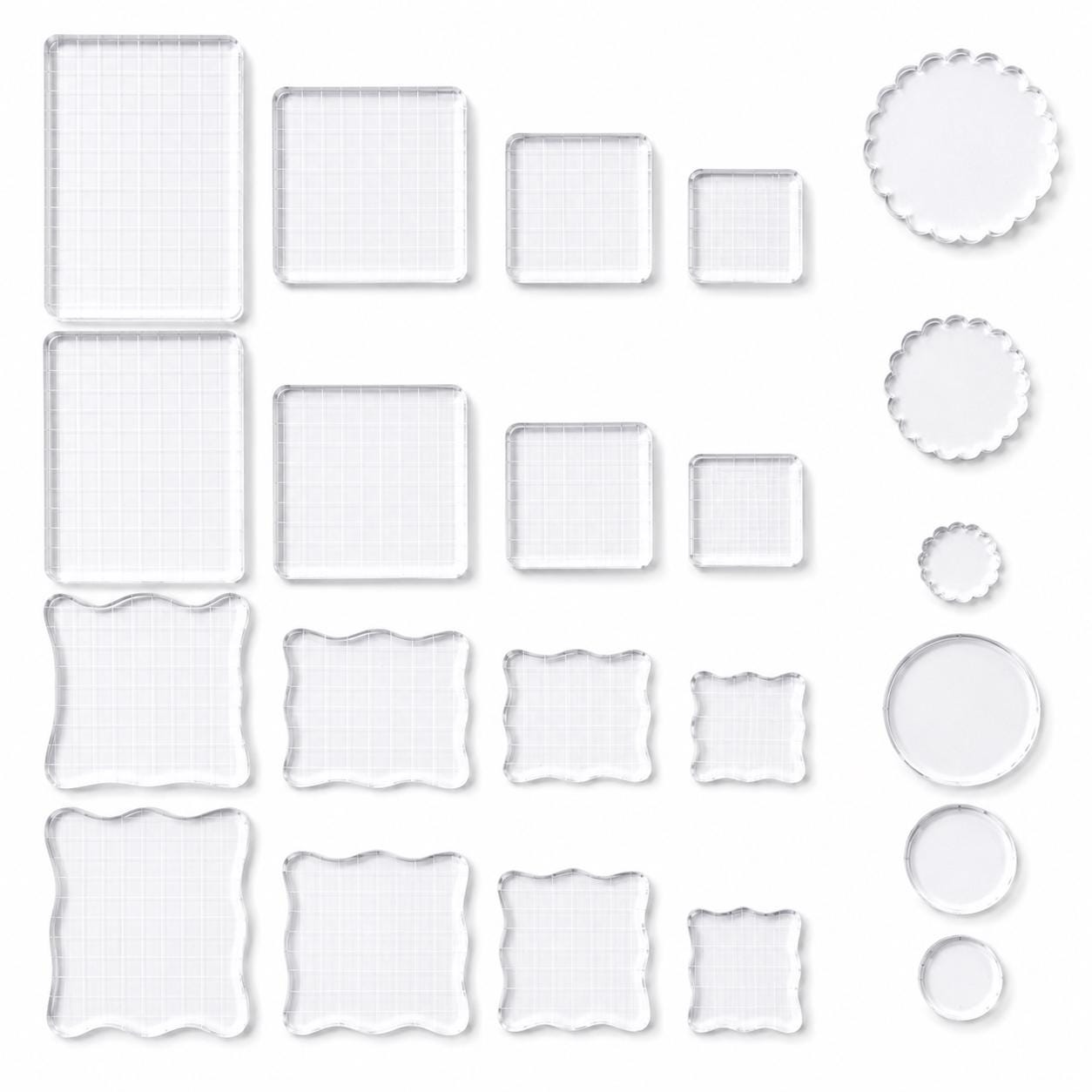 Clear Acrylic Stamping Blocks Set, Grid Blocks for Scrapbook Stamps