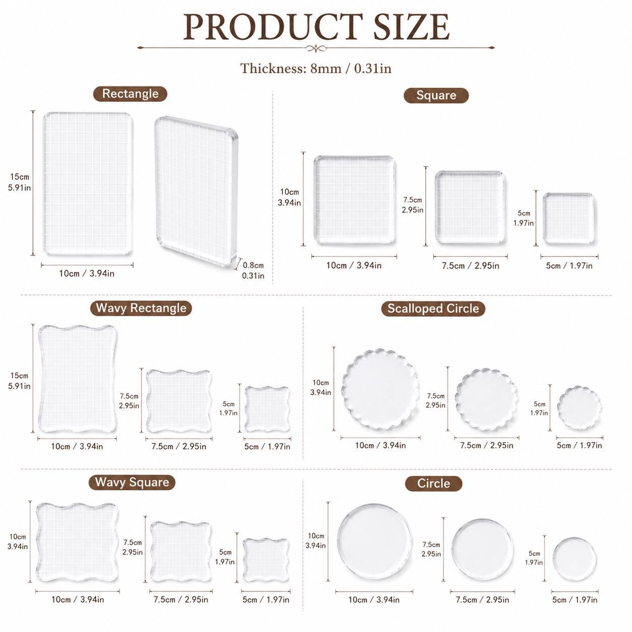 Clear Acrylic Stamping Blocks Set, Grid Blocks for Scrapbook Stamps