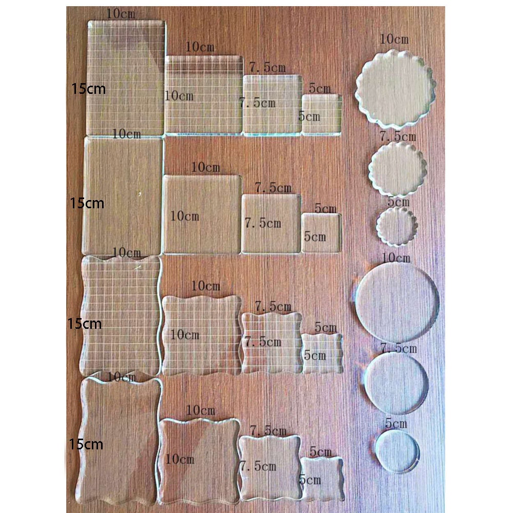Clear Acrylic Stamping Blocks Set, Grid Blocks for Scrapbook Stamps
