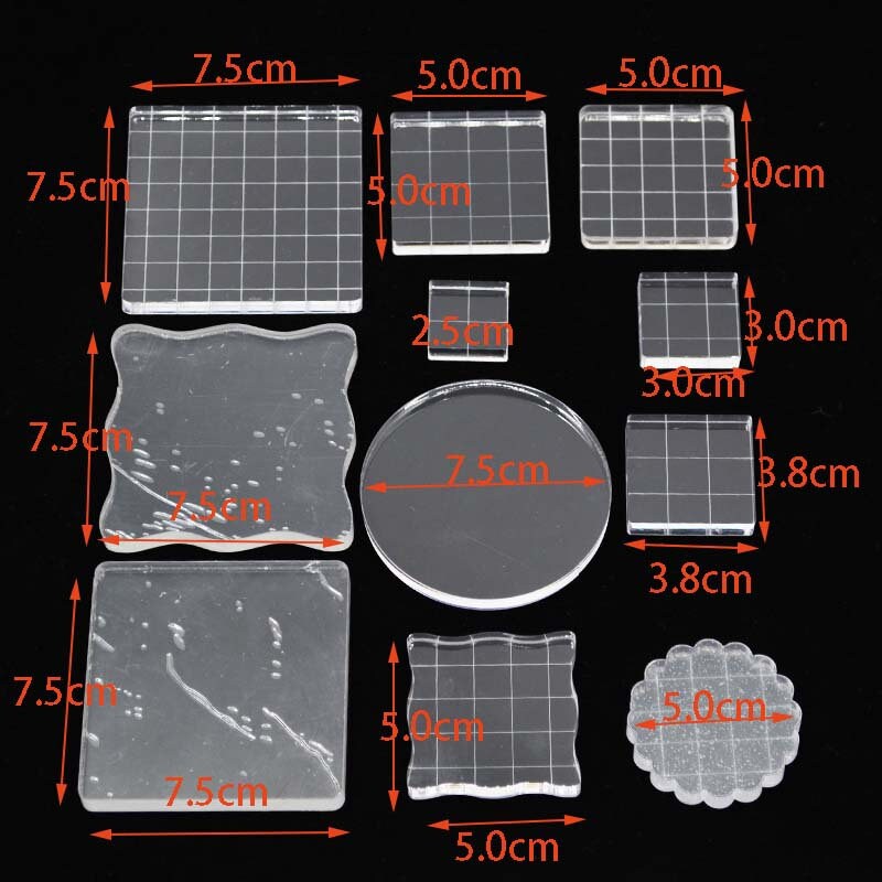 Clear Acrylic Stamping Blocks Set, Grid Blocks for Scrapbook Stamps