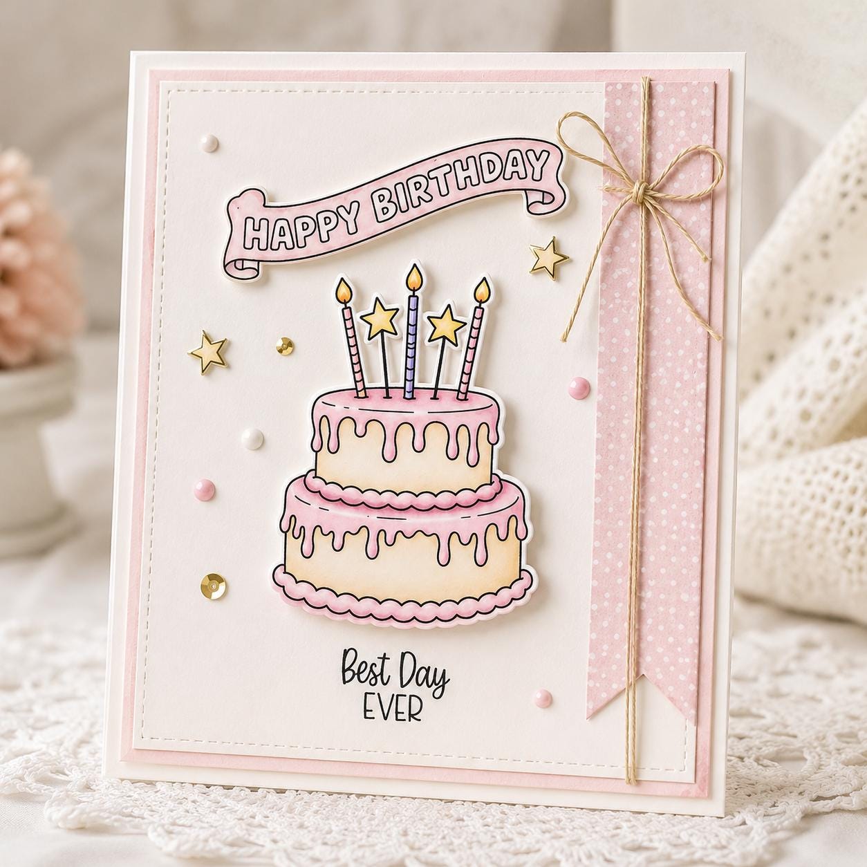 Birthday Cake and Balloons Clear Stamp for Cards