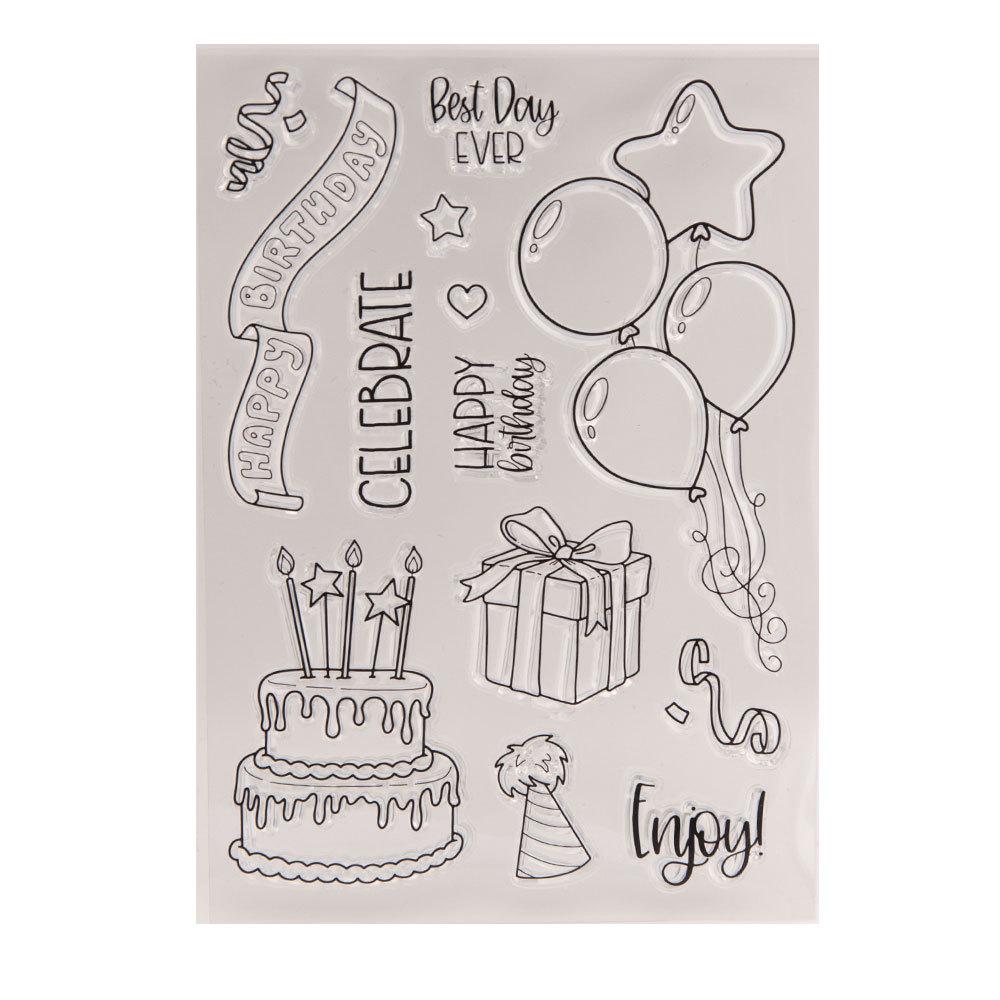 Birthday Cake and Balloons Clear Stamp for Cards