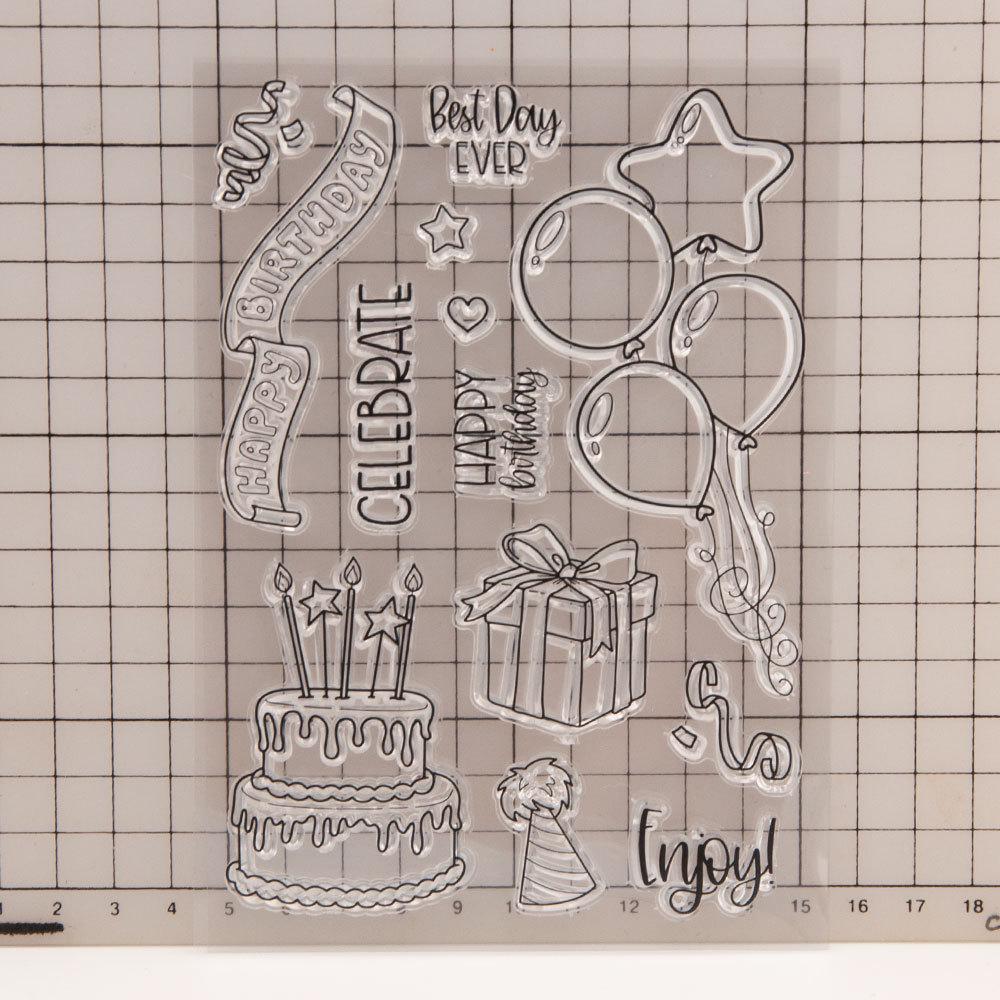 Birthday Cake and Balloons Clear Stamp for Cards