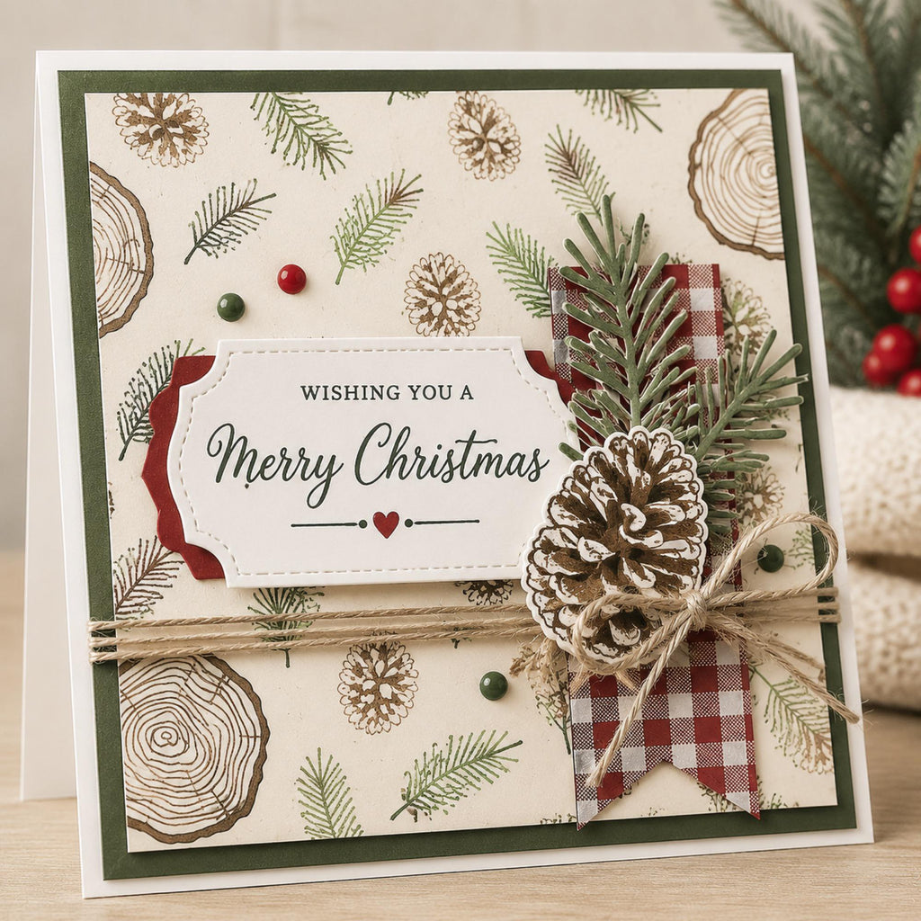 Pine Needles & Cones Clear Stamp, DIY Scrapbooking (14x14cm)