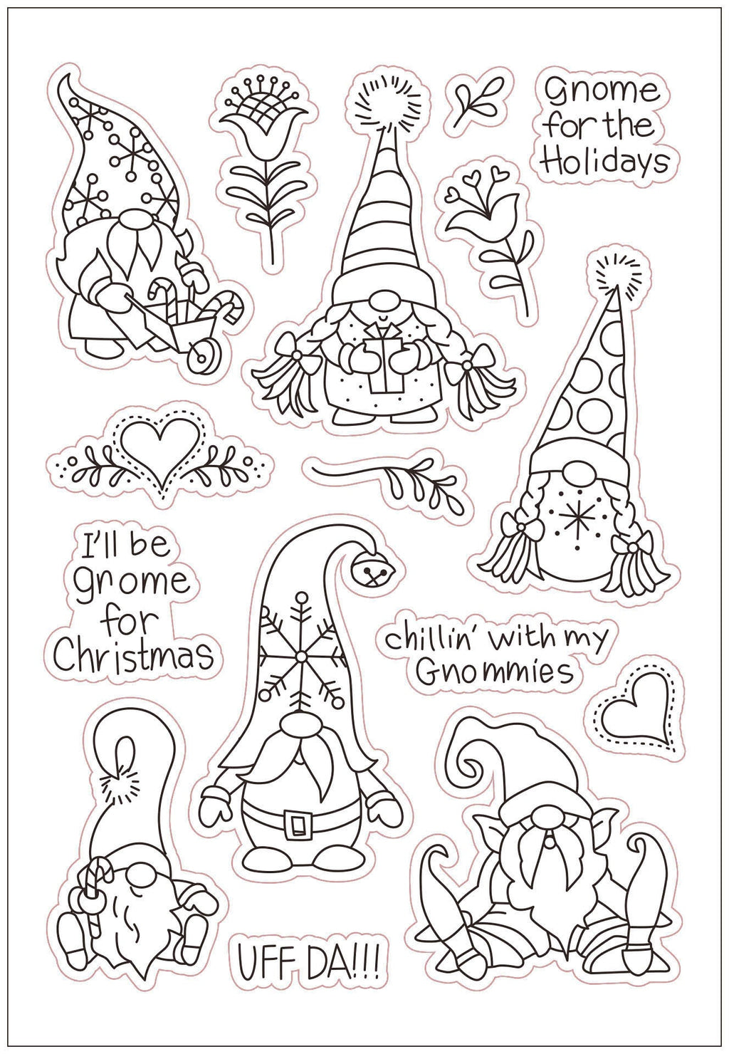 Gnome Christmas Clear Stamp, DIY Scrapbooking (11x16cm)