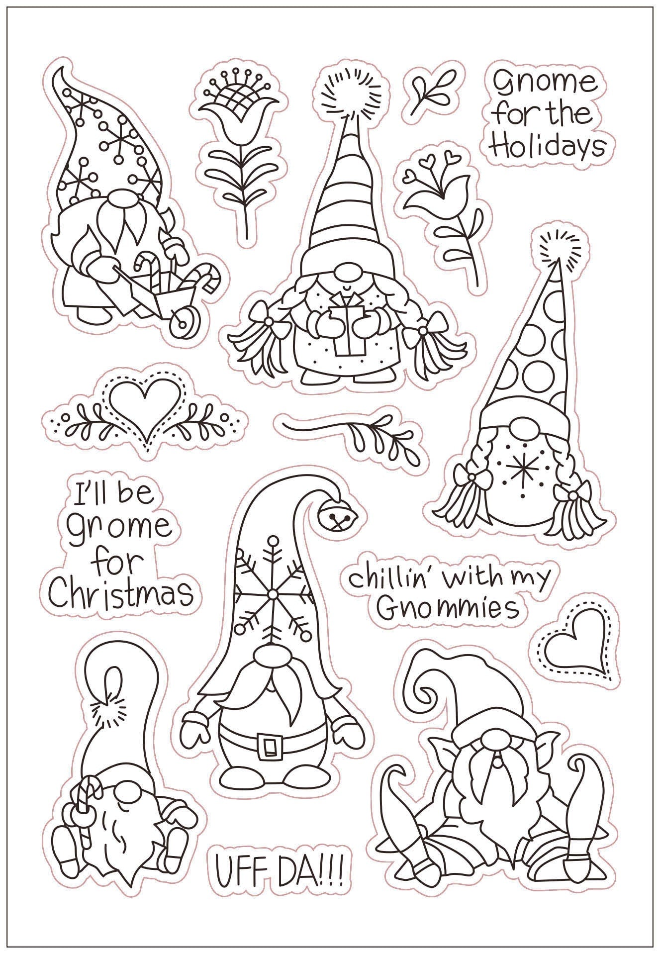 Gnome Christmas Clear Stamp, DIY Scrapbooking (11x16cm)