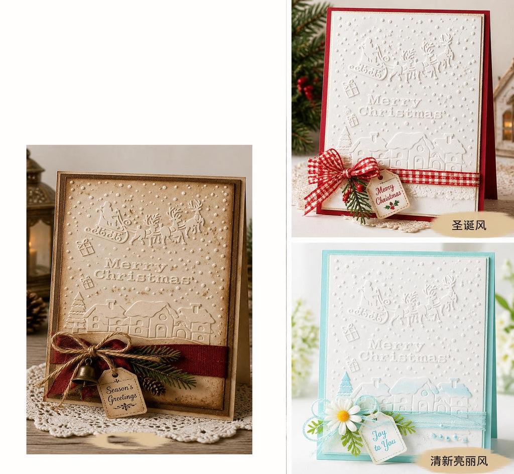 Christmas Embossing Folder, Merry Christmas Card Making Tool, 105x148mm