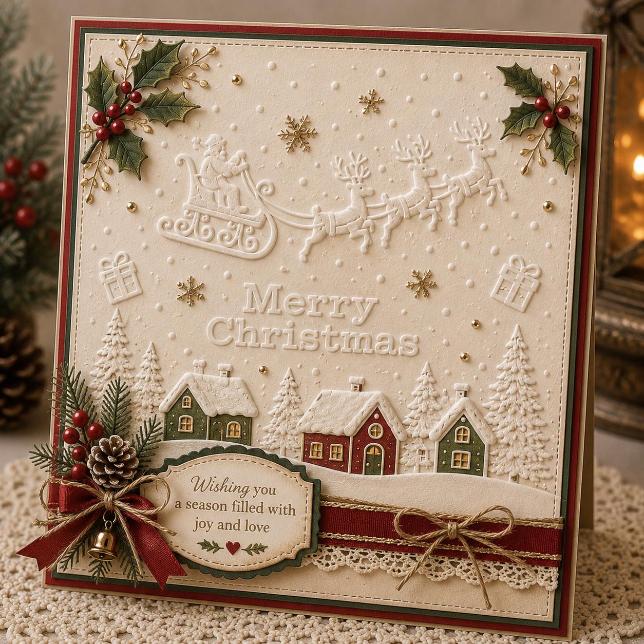 Christmas Embossing Folder, Merry Christmas Card Making Tool, 105x148mm