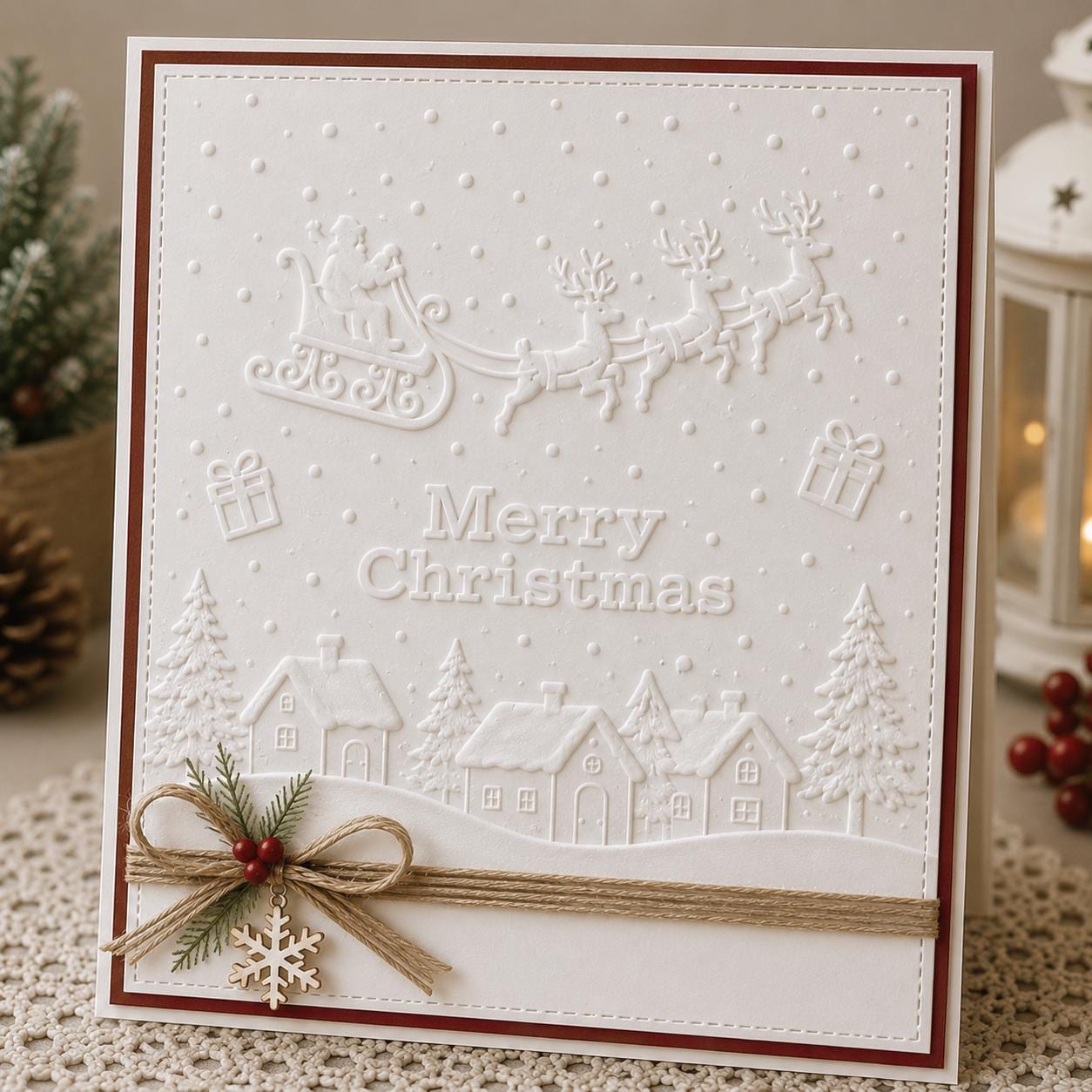 Christmas Embossing Folder, Merry Christmas Card Making Tool, 105x148mm