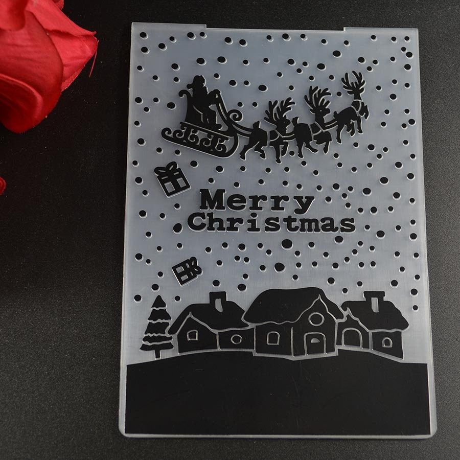 Christmas Embossing Folder, Merry Christmas Card Making Tool, 105x148mm