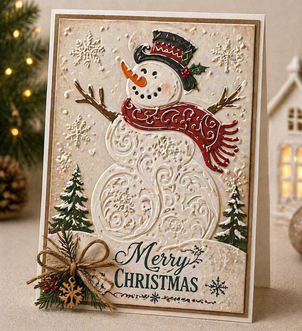 Snowman  background embossing folder for card making stationary paper crafts stencil cutting die background