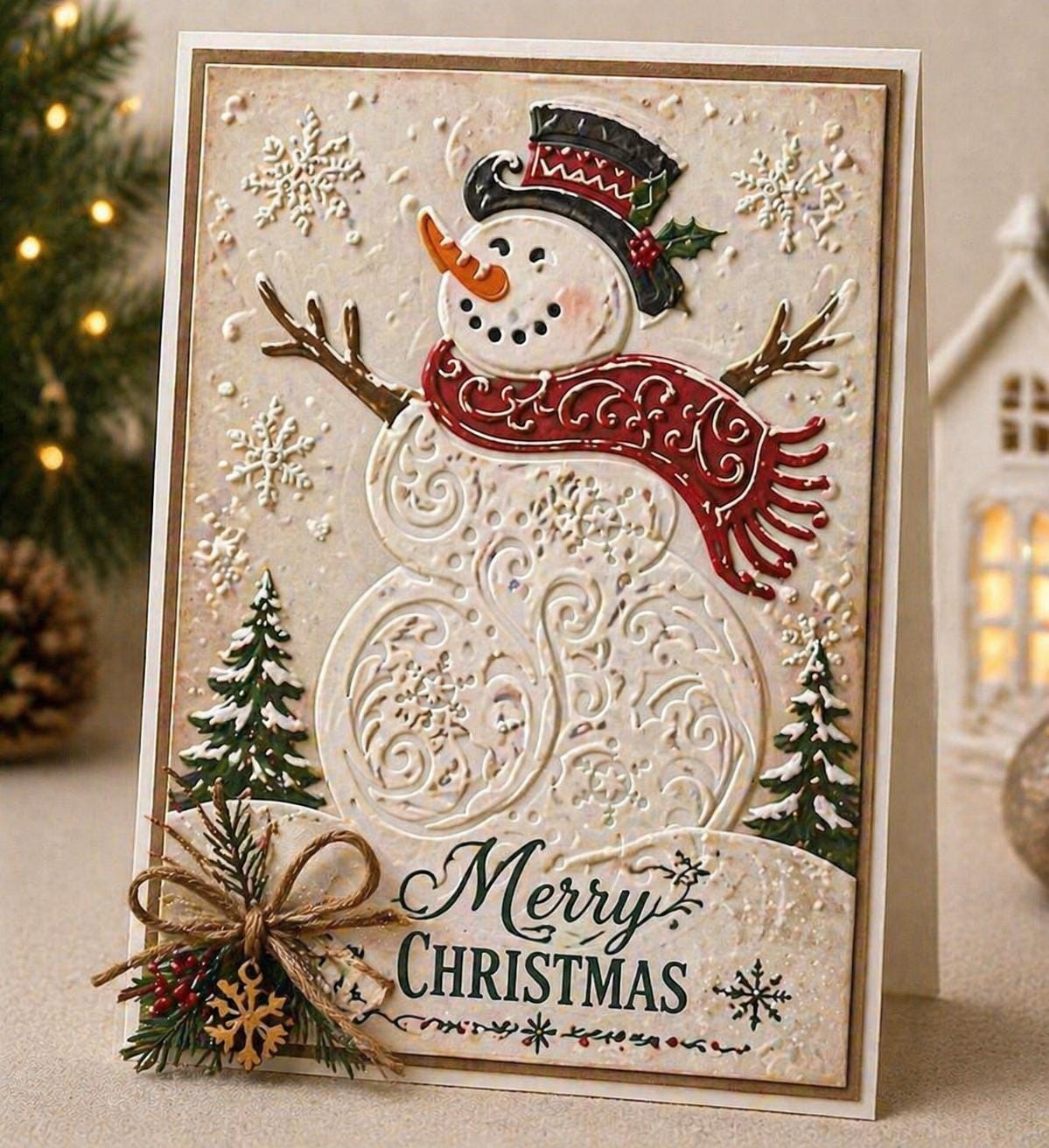 Snowman  background embossing folder for card making stationary paper crafts stencil cutting die background
