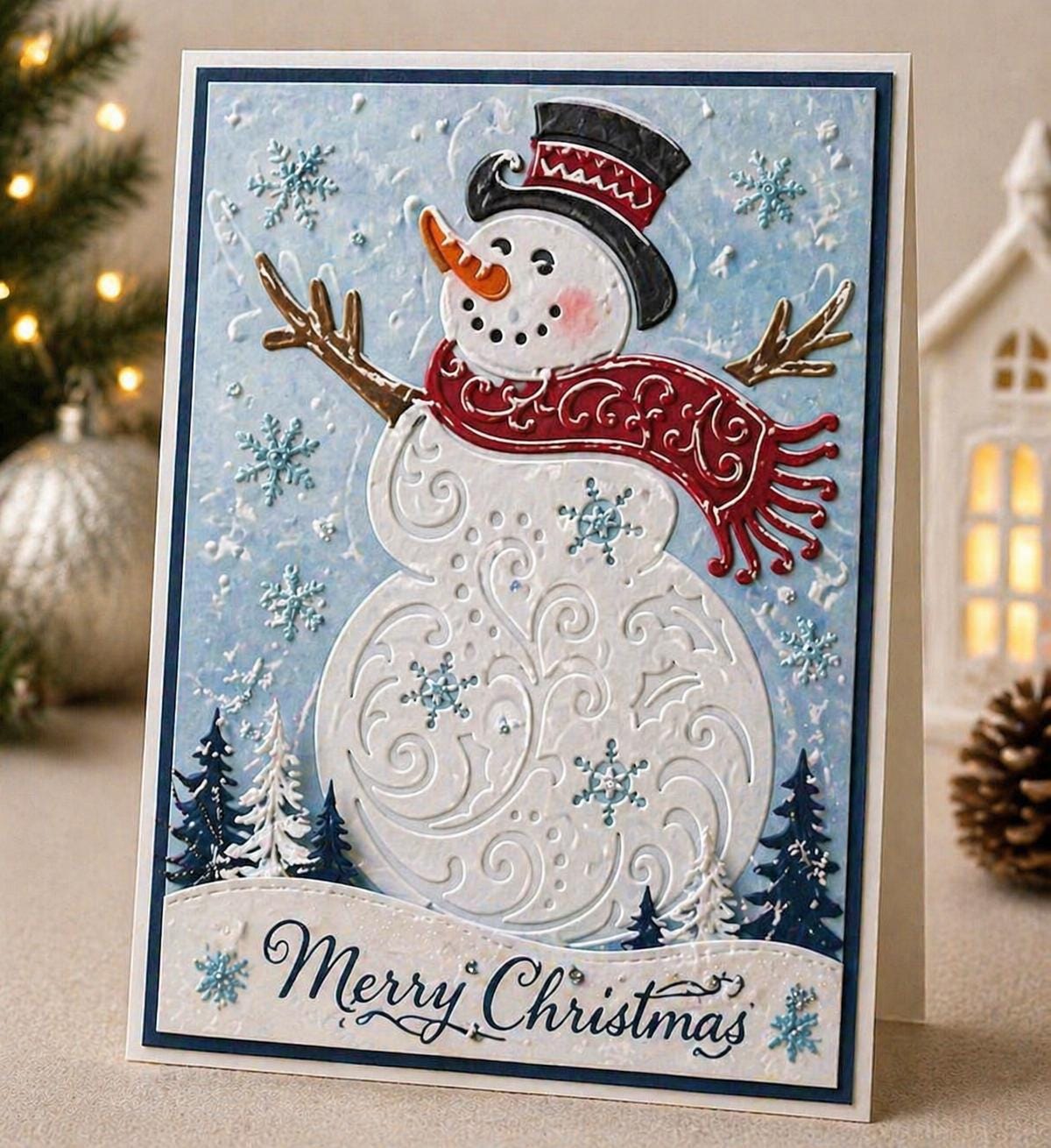 Snowman  background embossing folder for card making stationary paper crafts stencil cutting die background