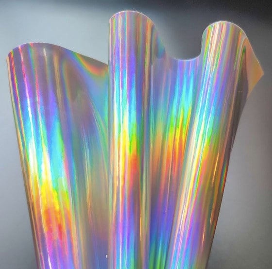 Holographic Mirrored Faux Leather Sheet, DIY Craft PVC Fabric