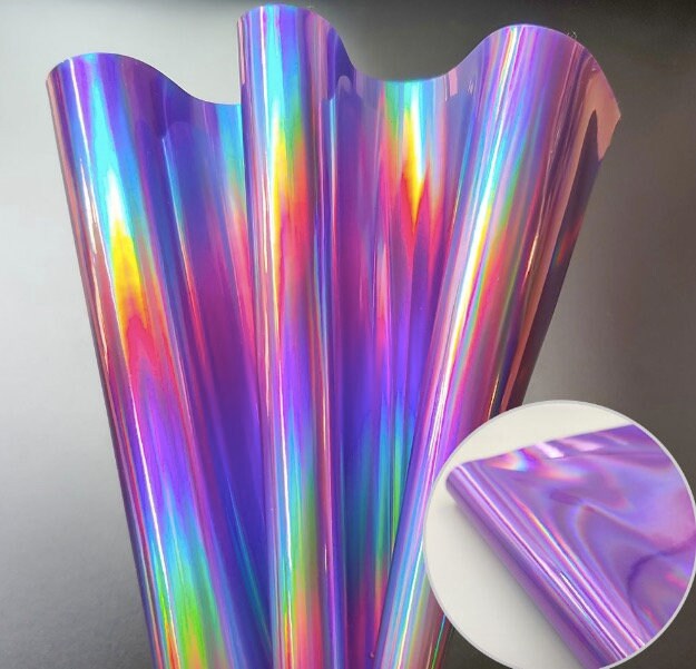 Holographic Mirrored Faux Leather Sheet, DIY Craft PVC Fabric
