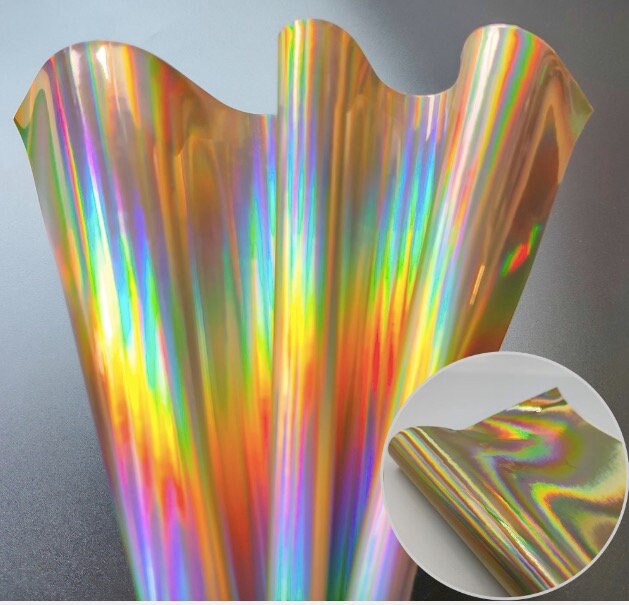 Holographic Mirrored Faux Leather Sheet, DIY Craft PVC Fabric