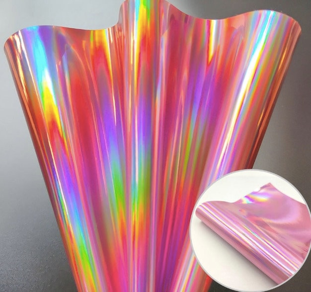 Holographic Mirrored Faux Leather Sheet, DIY Craft PVC Fabric