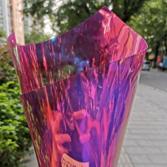Iridescent Rainbow Vinyl Film: Transparent Laser Illusion Fabric