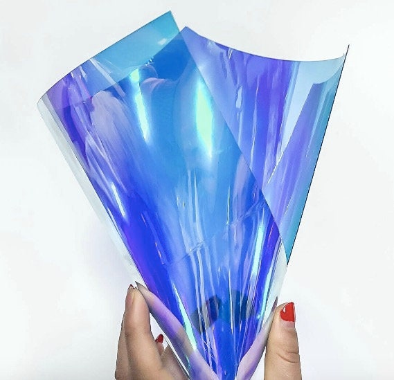Iridescent Rainbow Vinyl Film: Transparent Laser Illusion Fabric