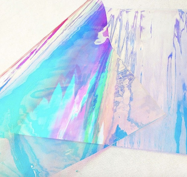 Iridescent Rainbow Vinyl Film: Transparent Laser Illusion Fabric