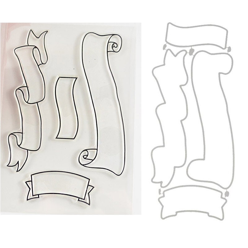 Rolling Banner Clear Stamp and Die Set for Birthday Cards