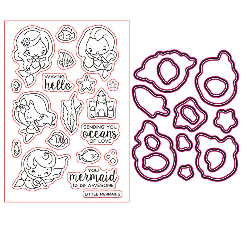 Little Mermaid Stamp and Die Set, DIY Card Making