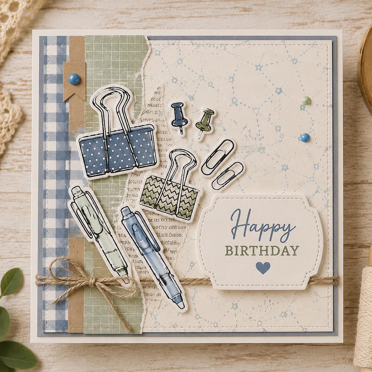 Clear Silicone Stamps: Binder Clips, DIY Scrapbooking (11x20cm)