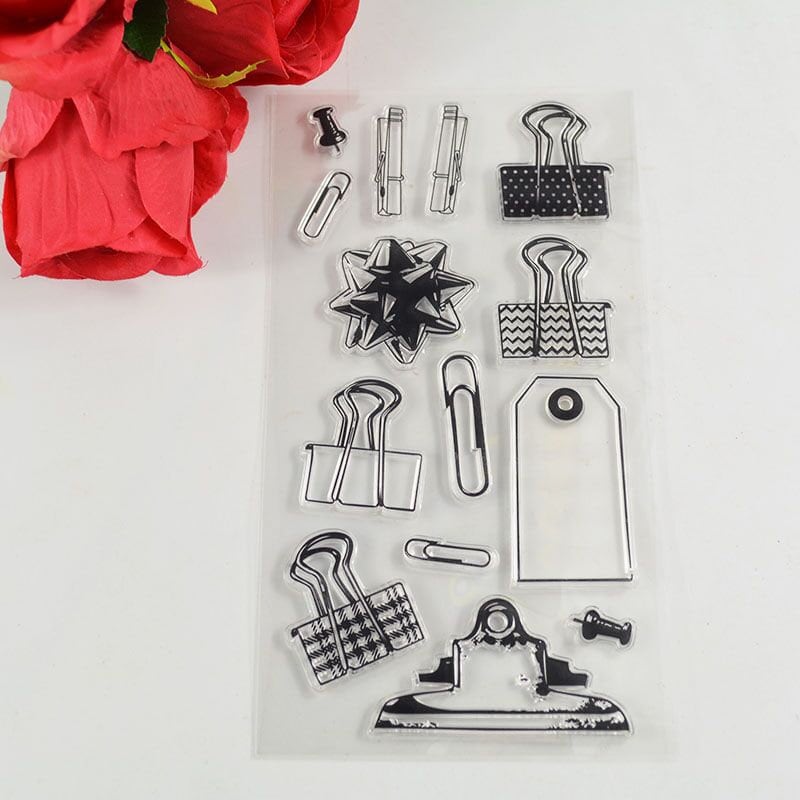 Clear Silicone Stamps: Binder Clips, DIY Scrapbooking (11x20cm)