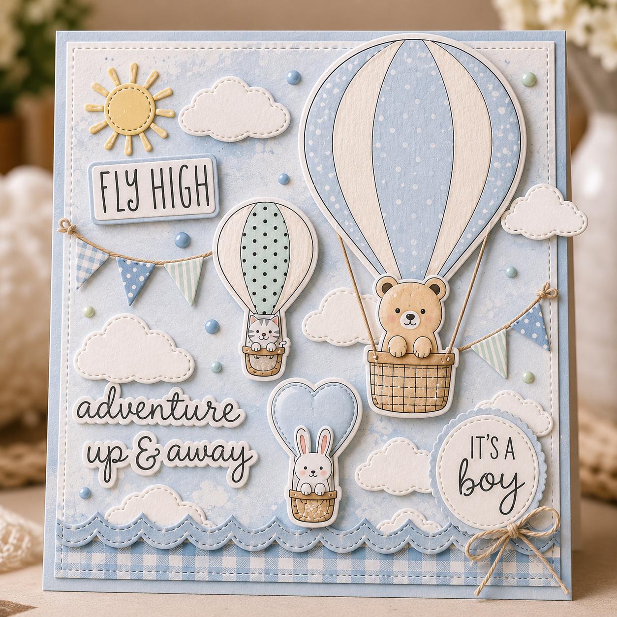 Hot Air Balloon Clear Stamp, Travel Silicone Stamp for Scrapbook Cards