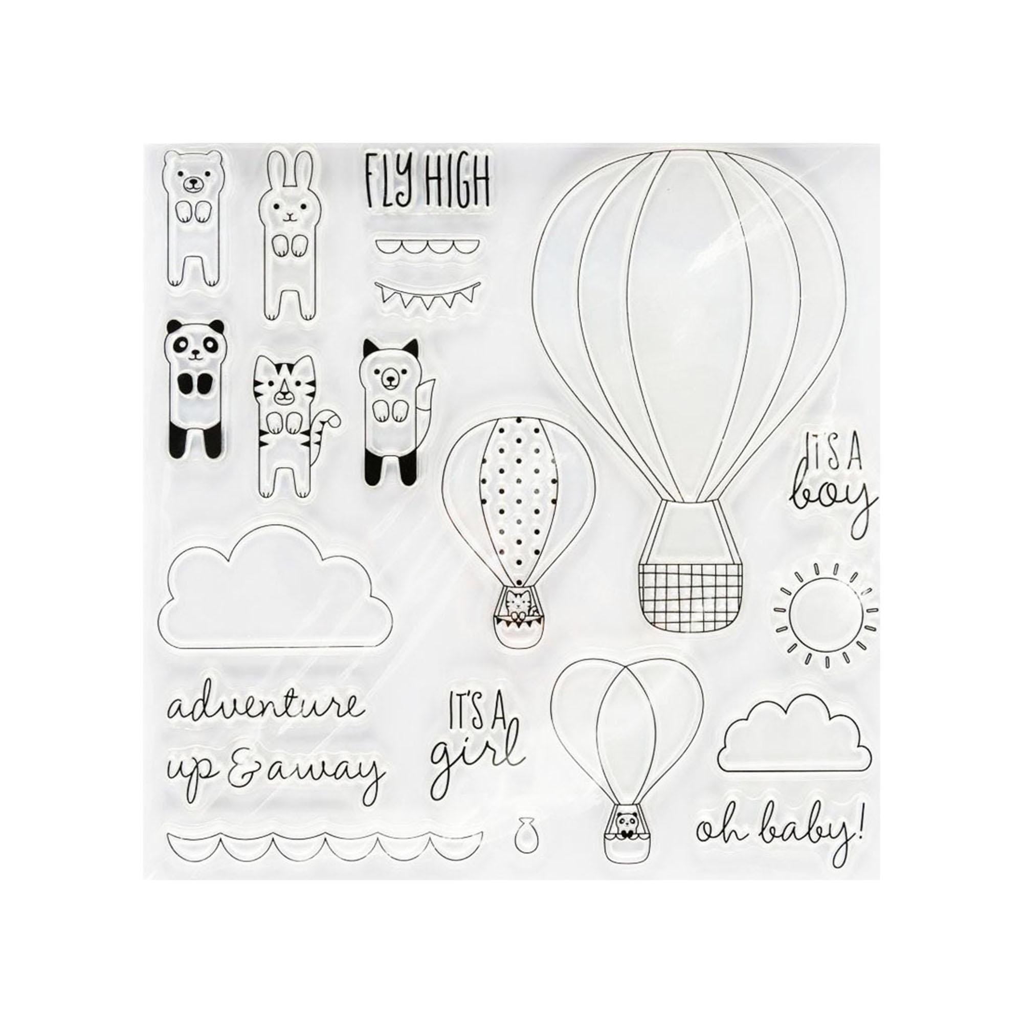 Hot Air Balloon Clear Stamp, Travel Silicone Stamp for Scrapbook Cards