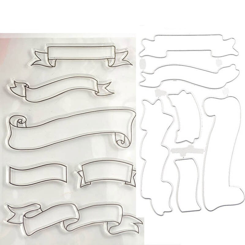 Banners Clear Stamp and Die Set for Card Making