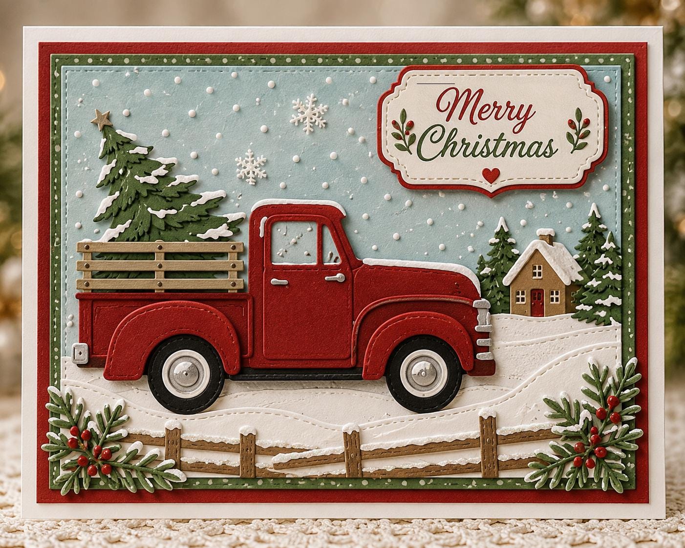 Christmas Tree Truck Metal Die Cut, Scrapbooking Stencil