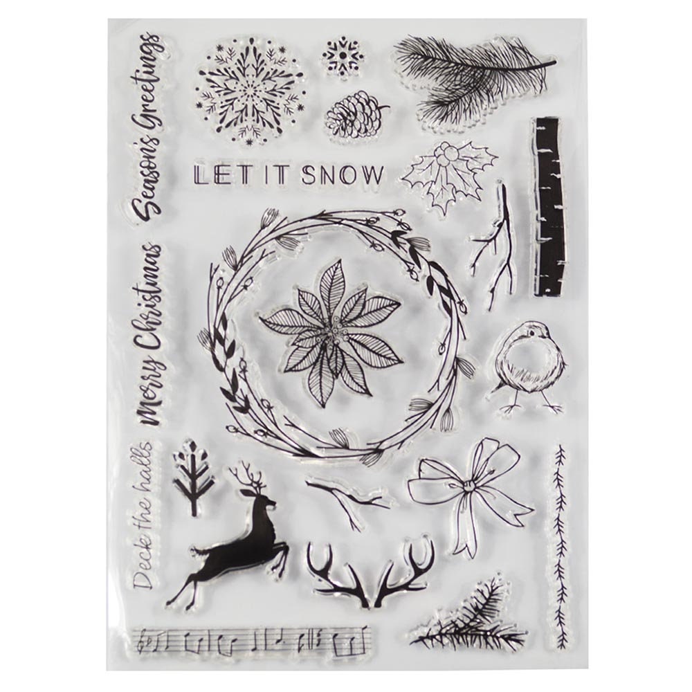 Christmas Clear Stamp Set, Holiday Scrapbooking Stamps (15.5x21.5cm)