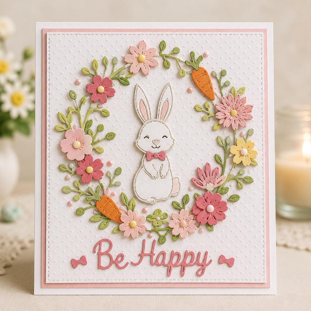 Rabbit and Flower Metal Cutting Die Set for Spring Cards