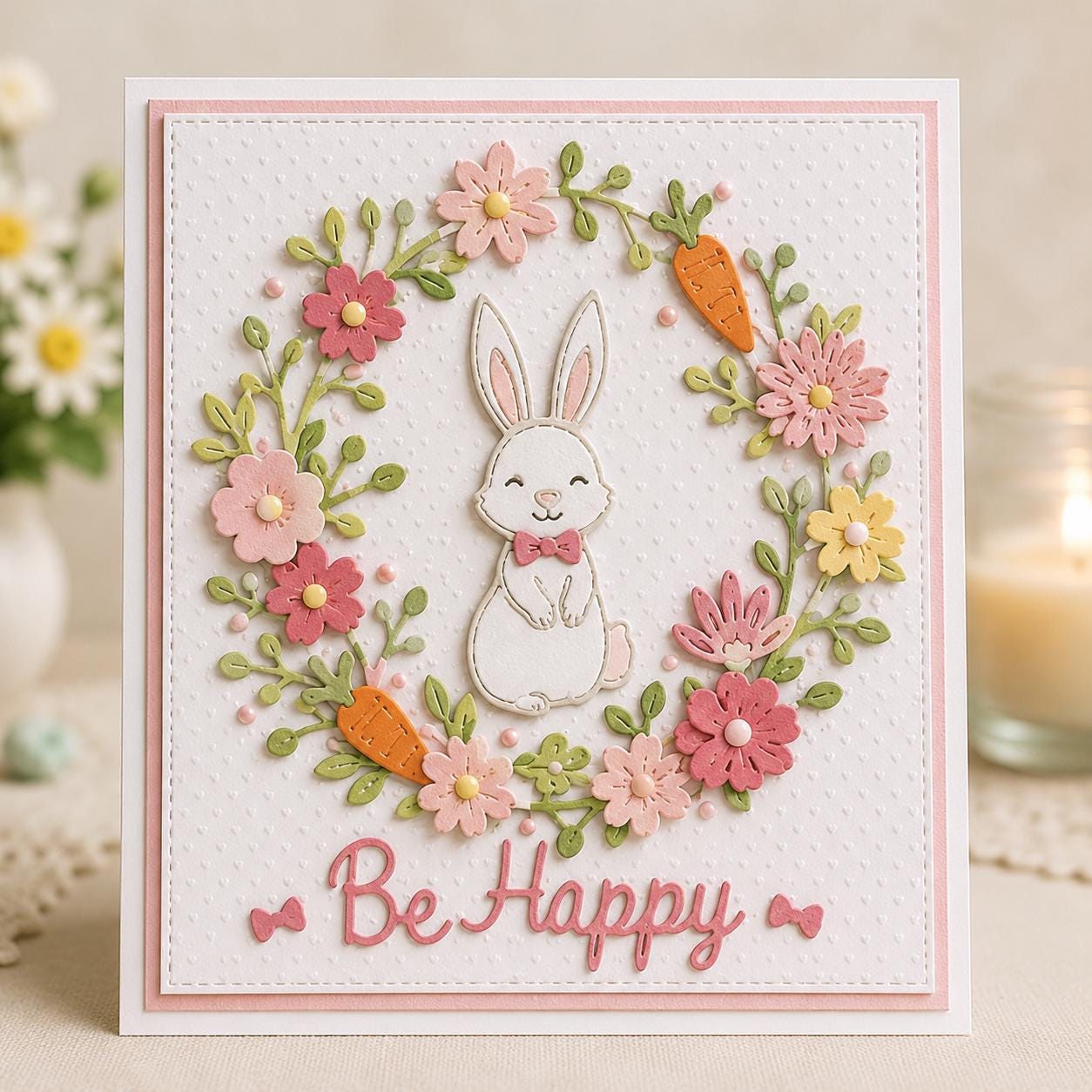 Rabbit and Flower Metal Cutting Die Set for Spring Cards